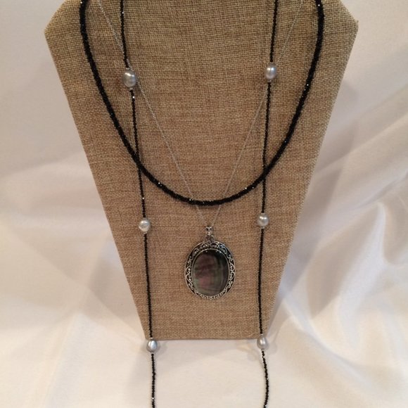 JTV Jewelry - HUGE NEW Gray MOP Rhodium Enhancer Pendant